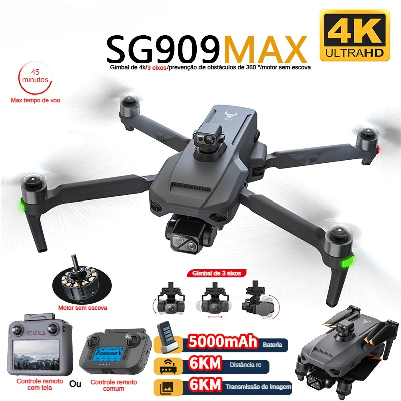 Drone Ae Rc - プロのドローン,4kカメラ,3軸ジンバル,5g,ZLL-SG909障害物回避,タッチスクリーン,fpv,ブラシレス,rc,zll,360
