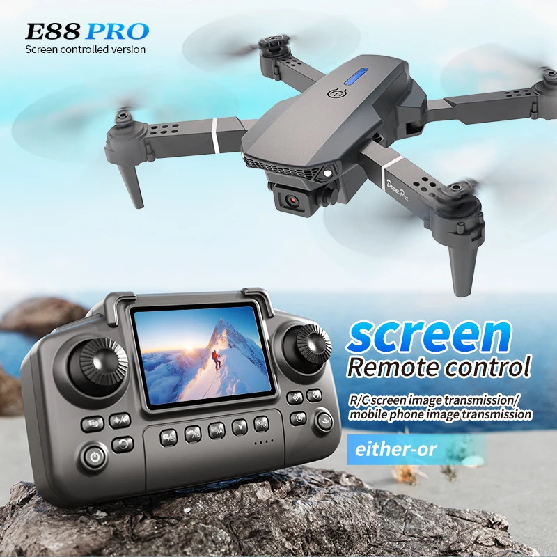 プロフェッショナルE88 PROドローン、スクリーン付き8K - Drone E88 Rc Quadcopter のレビューと価格